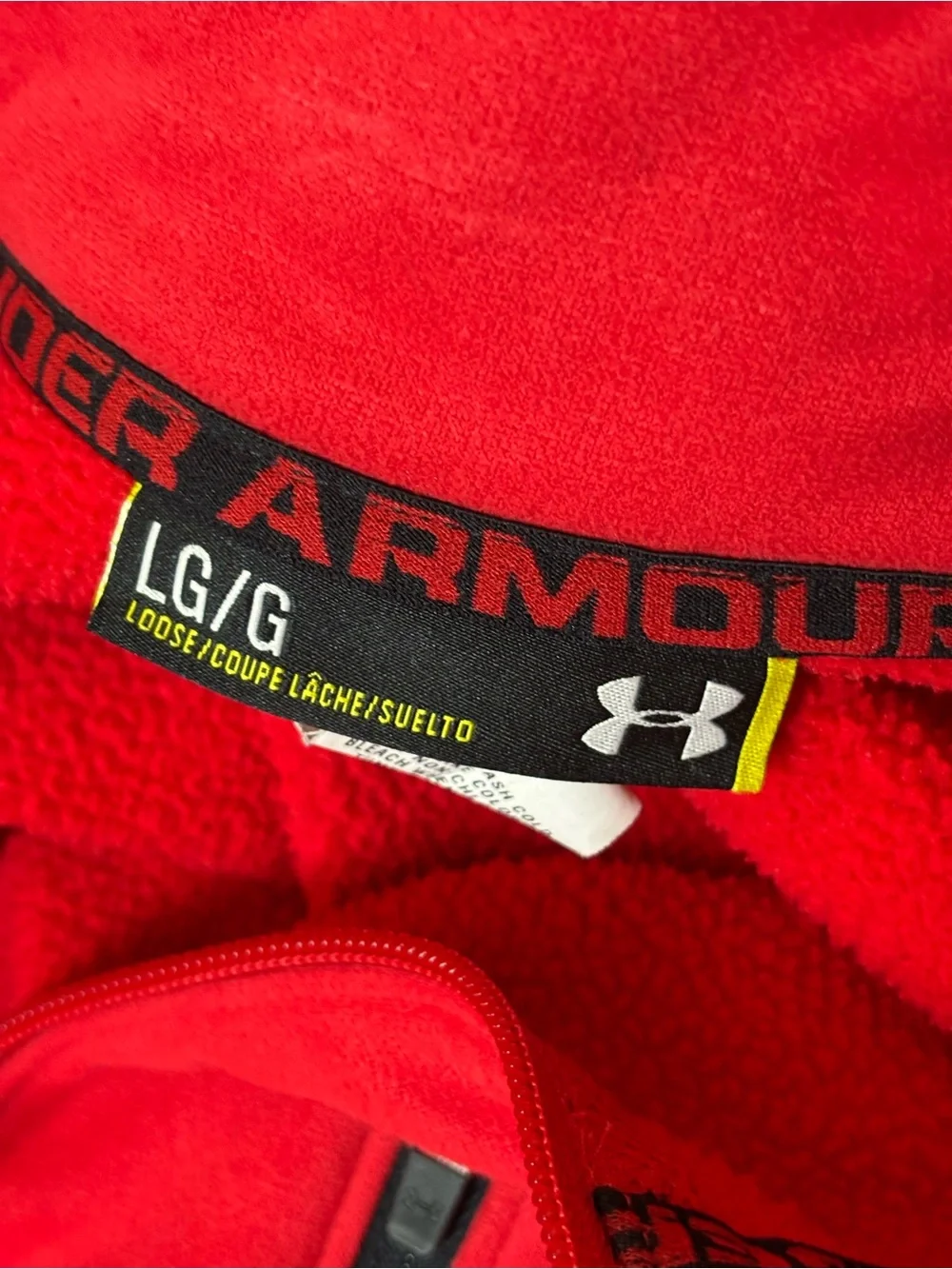 Under Armour Red Quarter-Zip Fleece Pullover, black trip, Large
